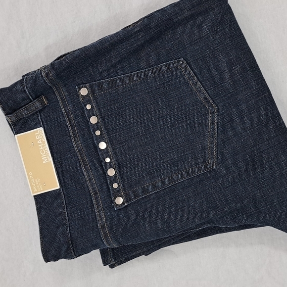 Michael Kors Sausalito Bootcut Jeans | Studded Low Rise Dark Wash | 12P NWT - Picture 2 of 10